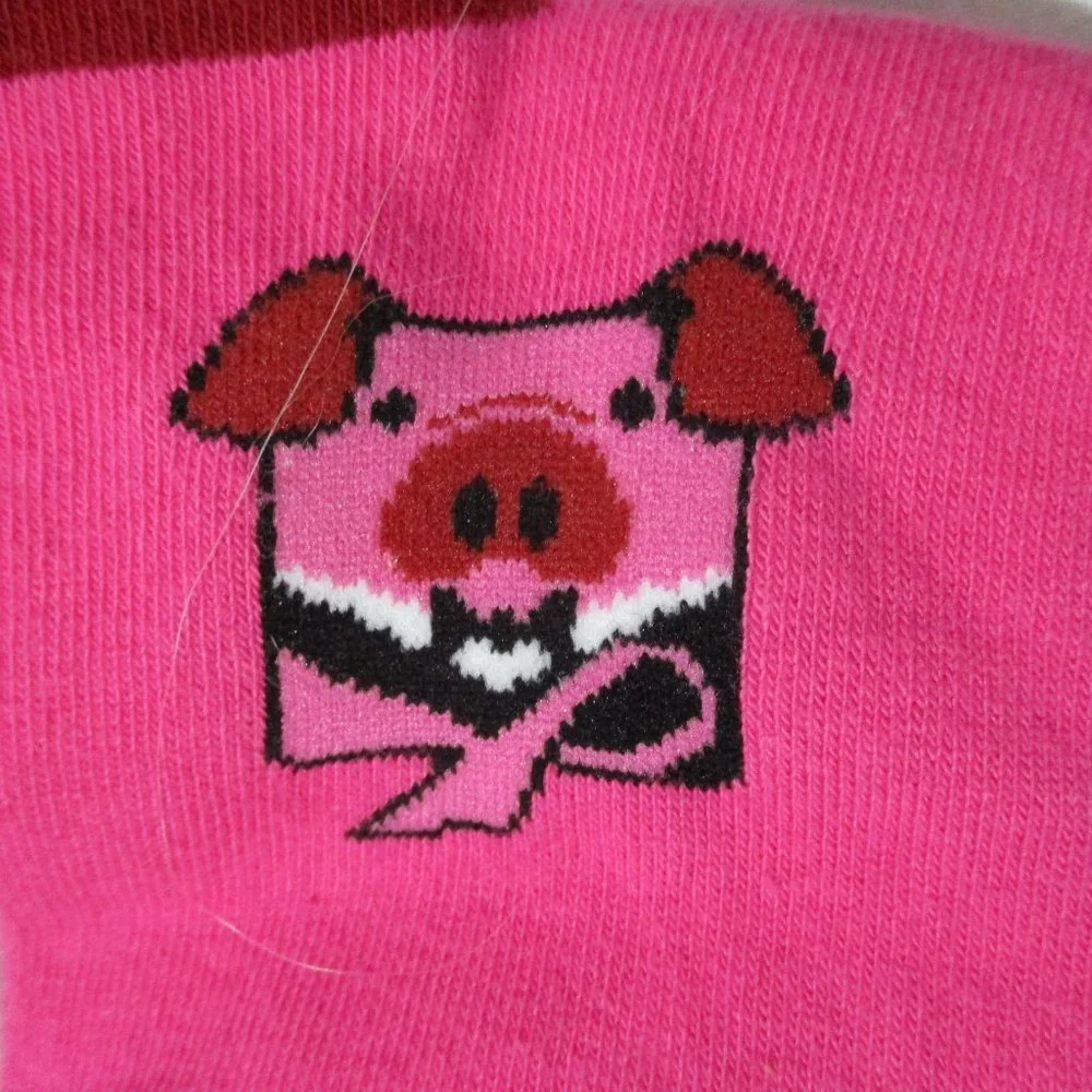 NEW NWT YEAR OF THE PIG SOCKS Slippers FUN Chinese Zodiac PINK - Picture 3 of 3